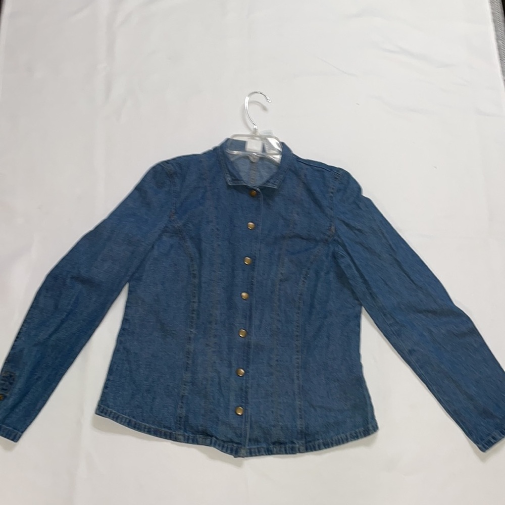 Basic Denim Lightweight Jean Button Snap Blue Jac… - image 7